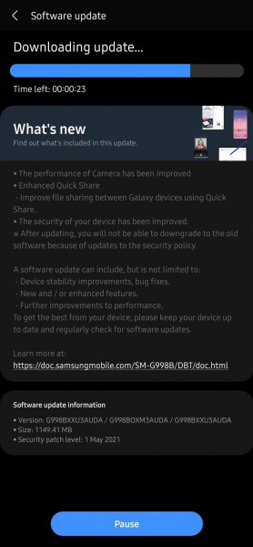 Samsung Galaxy S21 Ultra 5G gets May security patch and improvements to Camera with new update