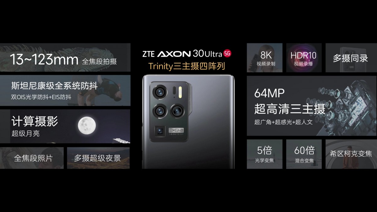 ZTE unveils Axon 30 Ultra with triple 64 MP cameras plus periscope, Axon 30 Pro follows with S888