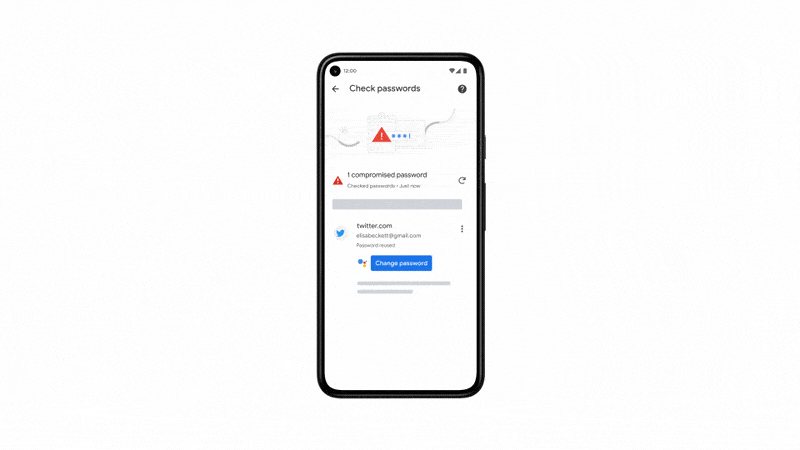 Google mudança de passwords segurança android 12