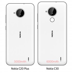Los gráficos de Nokia C20 Plus y Nokia C30 muestran una batería de 5000 mAh y 6000 mAh respectivamente