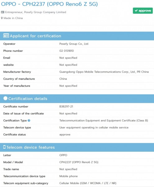 OPPO Reno 6 Pro 5G Gets FCC Certification, Global Launch imminent