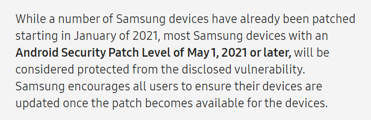 Samsung has already patched the security vulnerability in Qualcomm models on some devices