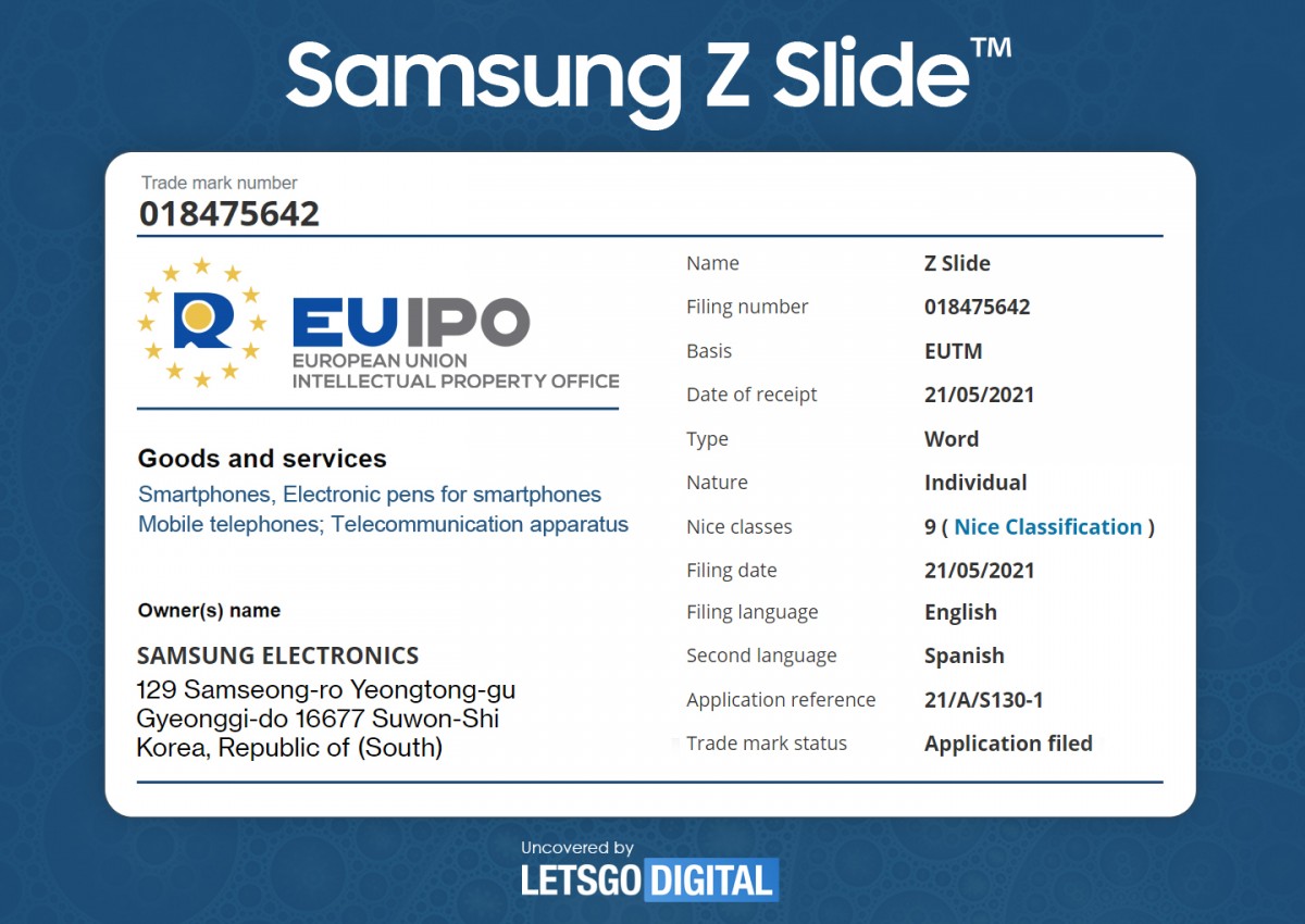 Samsung Marque Le Nom Du Smartphone «Z Slide» Avec European Ip Office