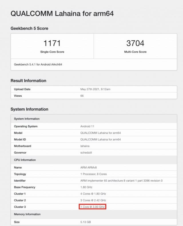 Liste Snapdragon 888+ sur Geekbench