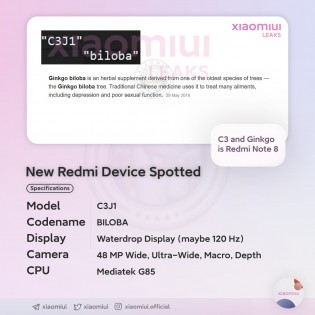 Additional Redmi Note 8 details