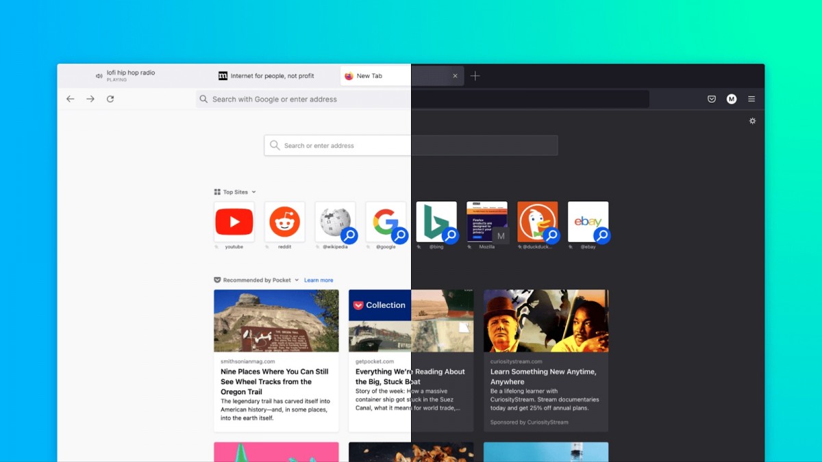 firefox dark new tab