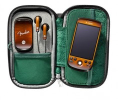 O (HTC) T-Mobile myTouch 3G Fender Limited Edition com a marca comercial Fender acabamento sunburst