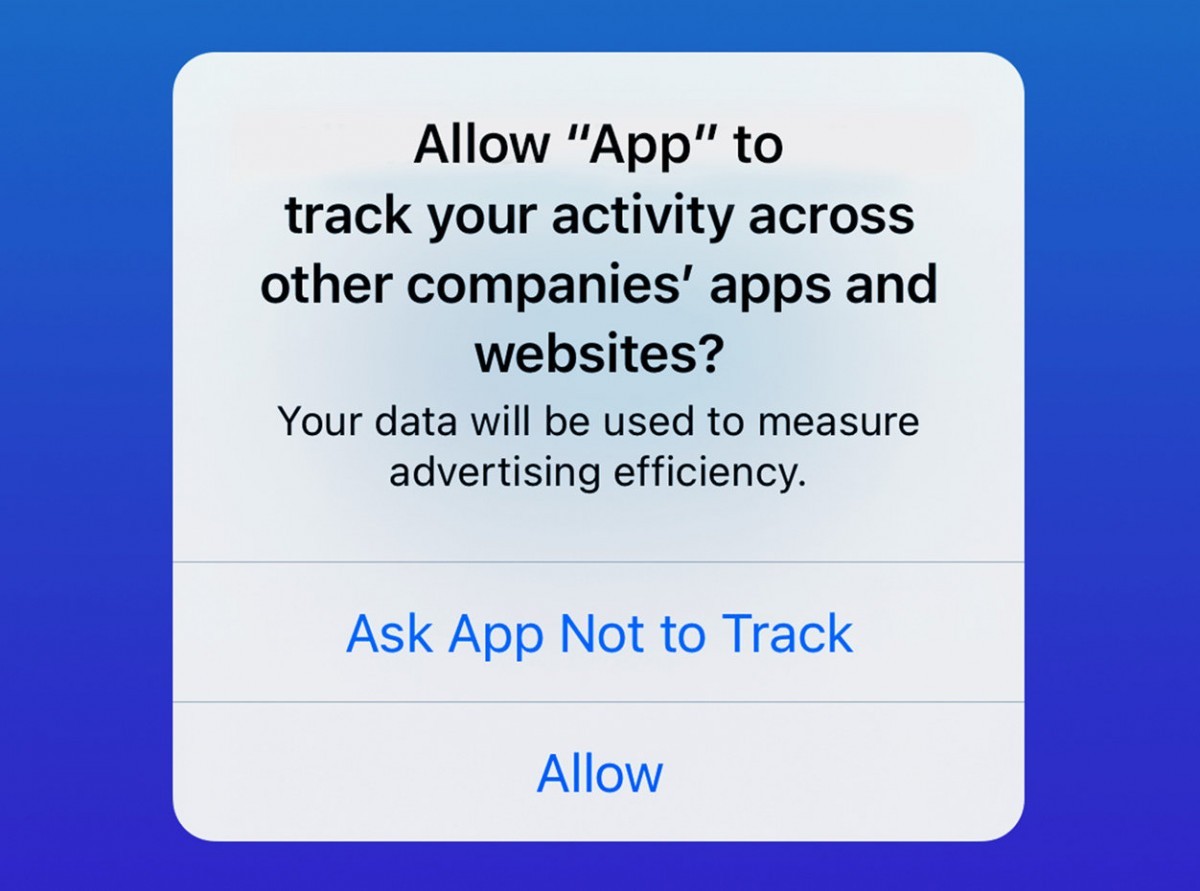 Apple's App Tracking Transparency prompt on iOS