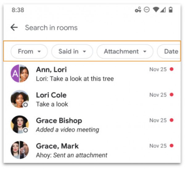 Google Chat gets advanced search functionalities