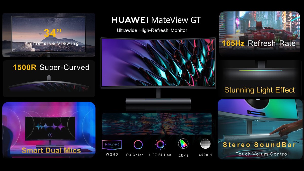 Monitor de jogos ultra-largo Huawei MateView GT 165 Hz está se tornando global, MateView plano a reboque