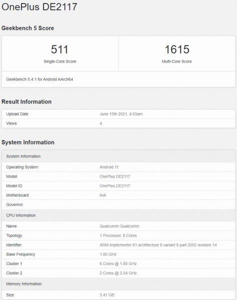 OnePlus Nord N200 5G pops up on Geekbench