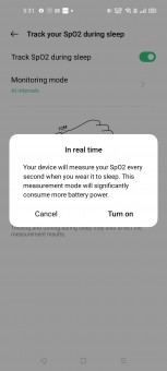Blood oxygen level measurement on Oppo Band Style