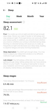 Sleep tracking on Oppo Band Style