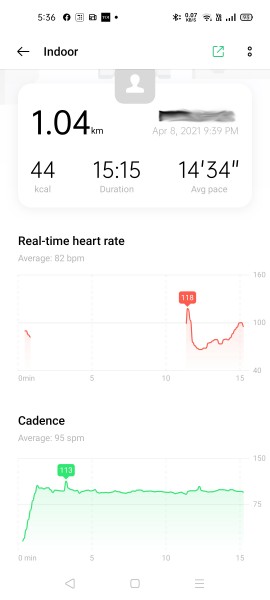 The Oppo Band Style didn't record heart rate during workout at times