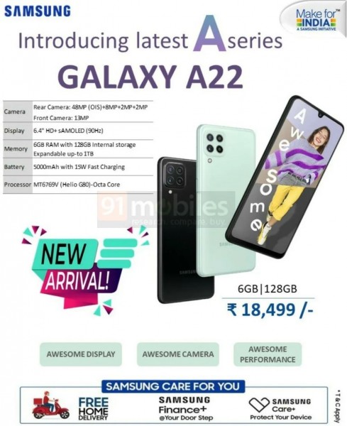 Samsung Galaxy A22 India price leaked