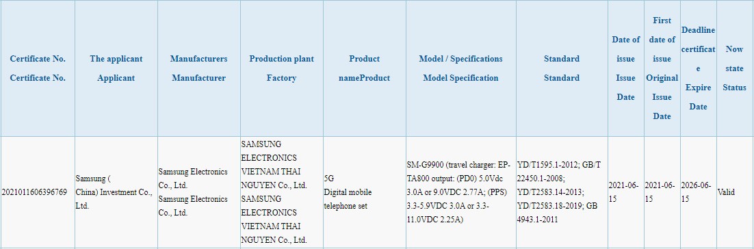 The Samsung Galaxy S21 FE will support 25W fast charging, 3C certification reveals