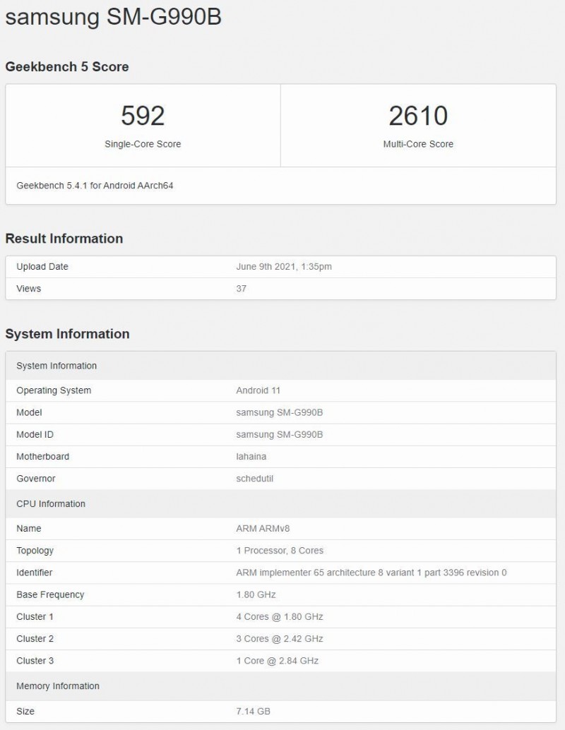 Samsung Galaxy S21 FE with 8GB of RAM shows up on Geekbench