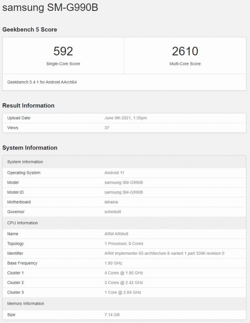 Samsung Galaxy S21 FE com 8 GB de RAM é exibido no Geekbench