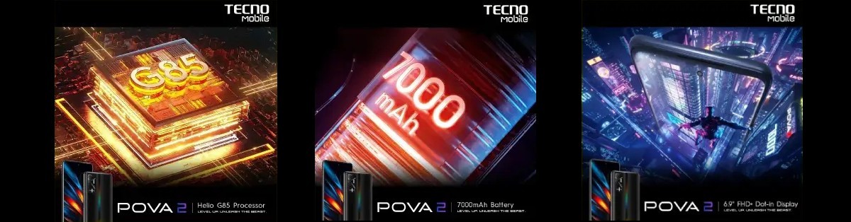 Tecno Pova 2 anunciado com Helio G85, tela 1080p + e uma grande bateria de 7.000 mAh