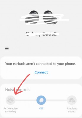A screenshot that reveals that the Samsung Galaxy Buds2 will have active noise cancellation