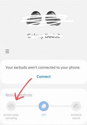 Captura de pantalla que muestra que Samsung Galaxy Buds2 tendrá cancelación activa de ruido إلغاء