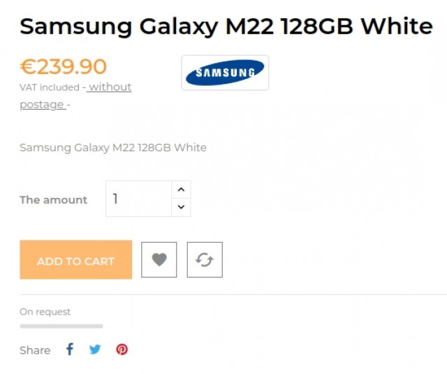 Liste de détail du Samsung Galaxy M22