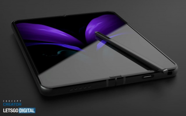 Galaxy Z Fold3 render with S Pen