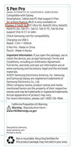 S Pen Pro FCC listing