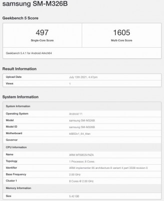 Samsung Galaxy M32 5G with Dimensity 720 chipset shows up in Geekbench database