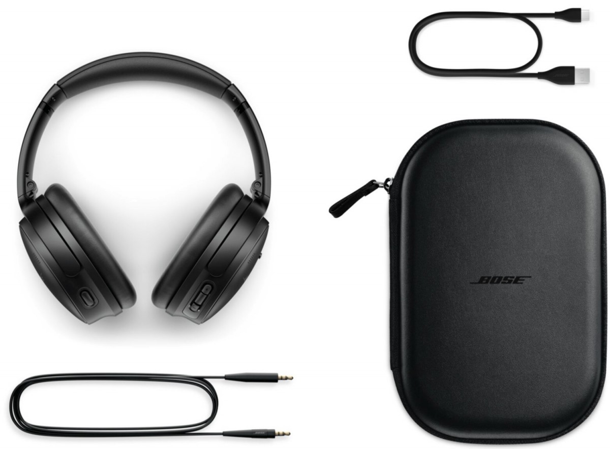 The Bose QC45 retail package will include a USB A-to-C charging cable, audio cable and carrying case