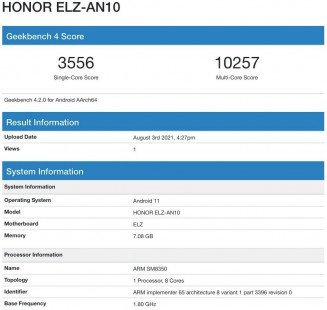 Honor Magic 3 Geekbench listing . Back design