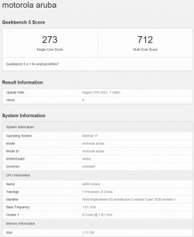 Moto E20 on Geekbench 5