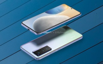 vivo X70 renders show a similar design to the Pro, with three cameras and a flat display