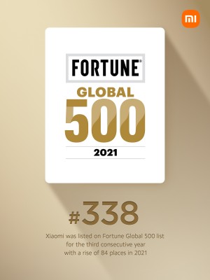 Xiaomi moved up 84 places in Fortune's Global 500 list