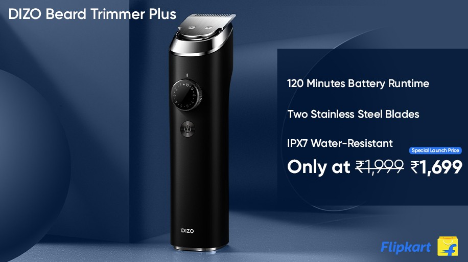 The DIZO Beard Trimmer Plus is IPX7 water resistant