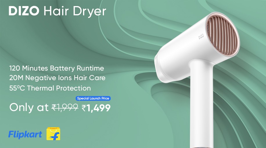 The DIZO Hair Dryer can dry your hair in 5 minutes