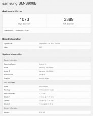 Exynos 2200 Geekbench scorecard