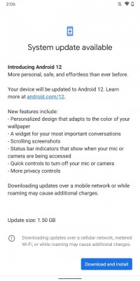 OTA update on Google Pixel 3a XL running Android 11