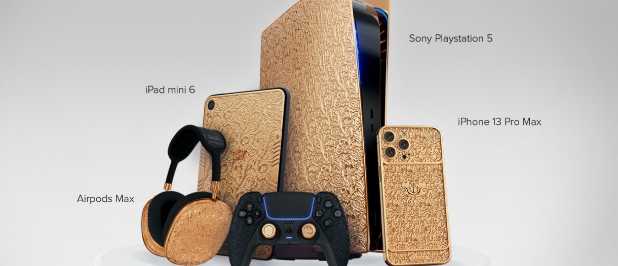 Caviar Encases A Ps5 Ipad Mini Airpods Pro And An Iphone 13 Pro In Solid Gold Offers A Cheaper Gold Plated Version Gsmarena Com News