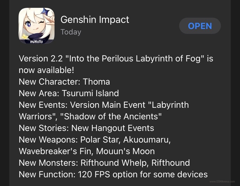 Genshin Impact gets 120fps support on iOS