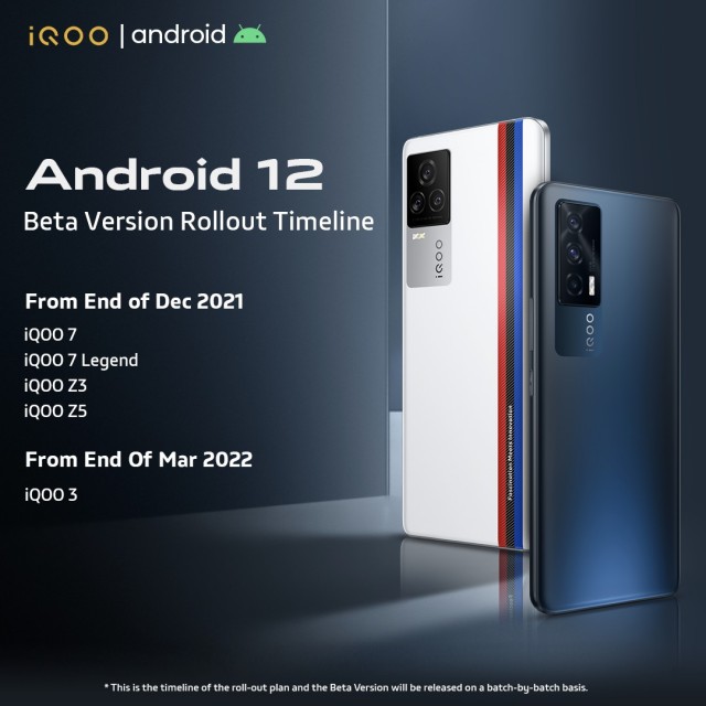 iQOO puts out Android 12 beta rollout schedule