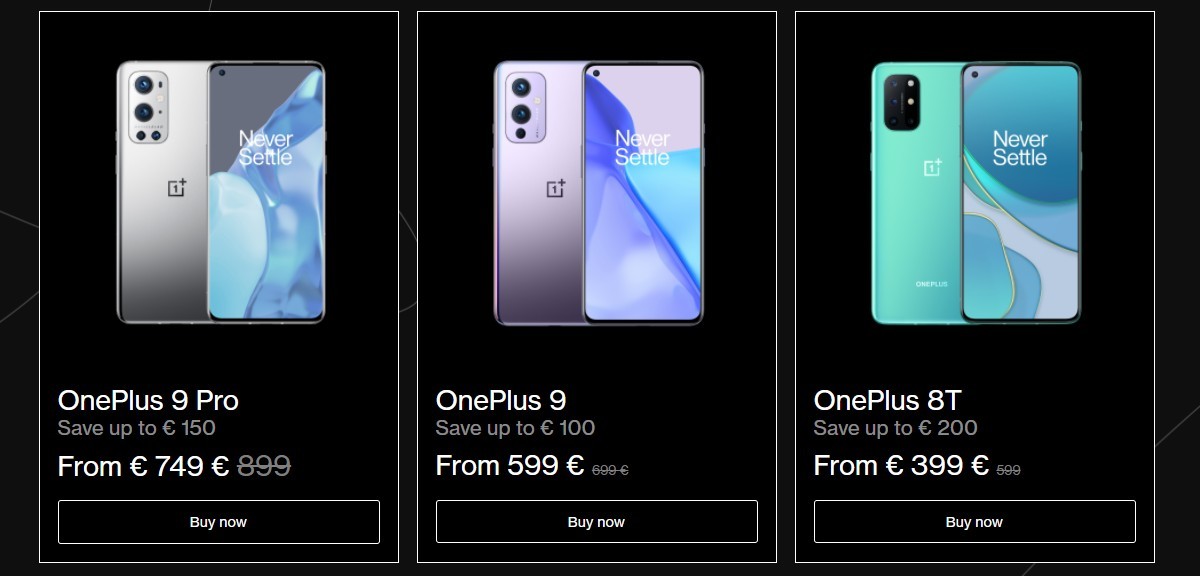 OnePlus commence un mois d'offres Black Friday, 8T est à 250 $/200 €, OnePlus 9 et 9 Pro également à prix réduit