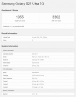 Geekbench 5 scores: Galaxy S21 Ultra (Exynos 2100)