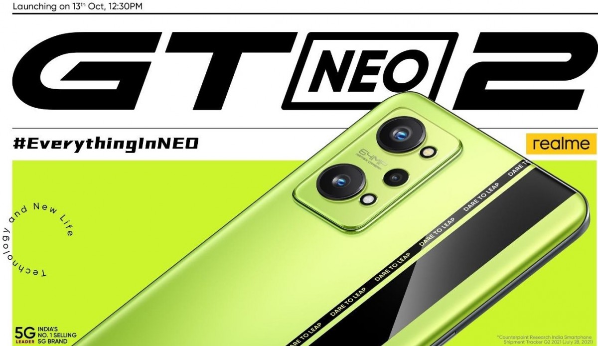 Realme GT Neo2 India launch set for October 13