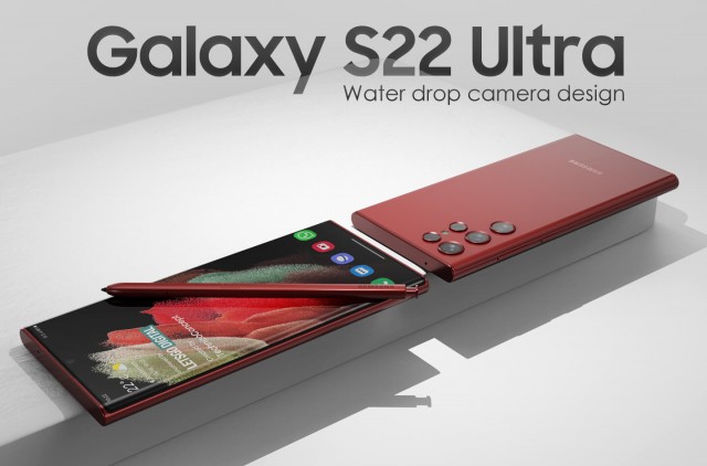 Samsung Galaxy S22 Ultra render with water drop camera design (image: LetsGoDigital)