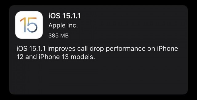 iOS 15.1.1 changelog (image: XDA Developers)