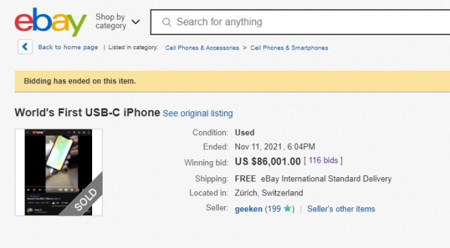 The bidding on the iPhone has ended