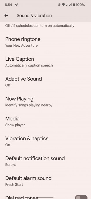 Screenshots from the settings menu