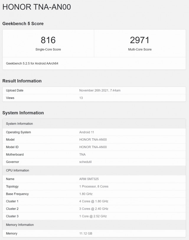 Honor 60 shows up on GeekBench, with a Snapdragon 778G+ chipset and 12GB of RAM