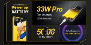 33W fast charging for the 5,000 mAh battery, a full charge takes just under an hour
